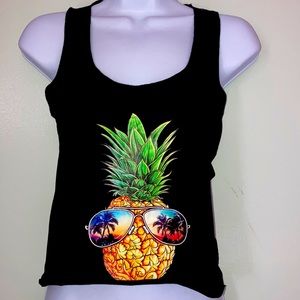 Tropical Pineapple Oversized Cropped Tank